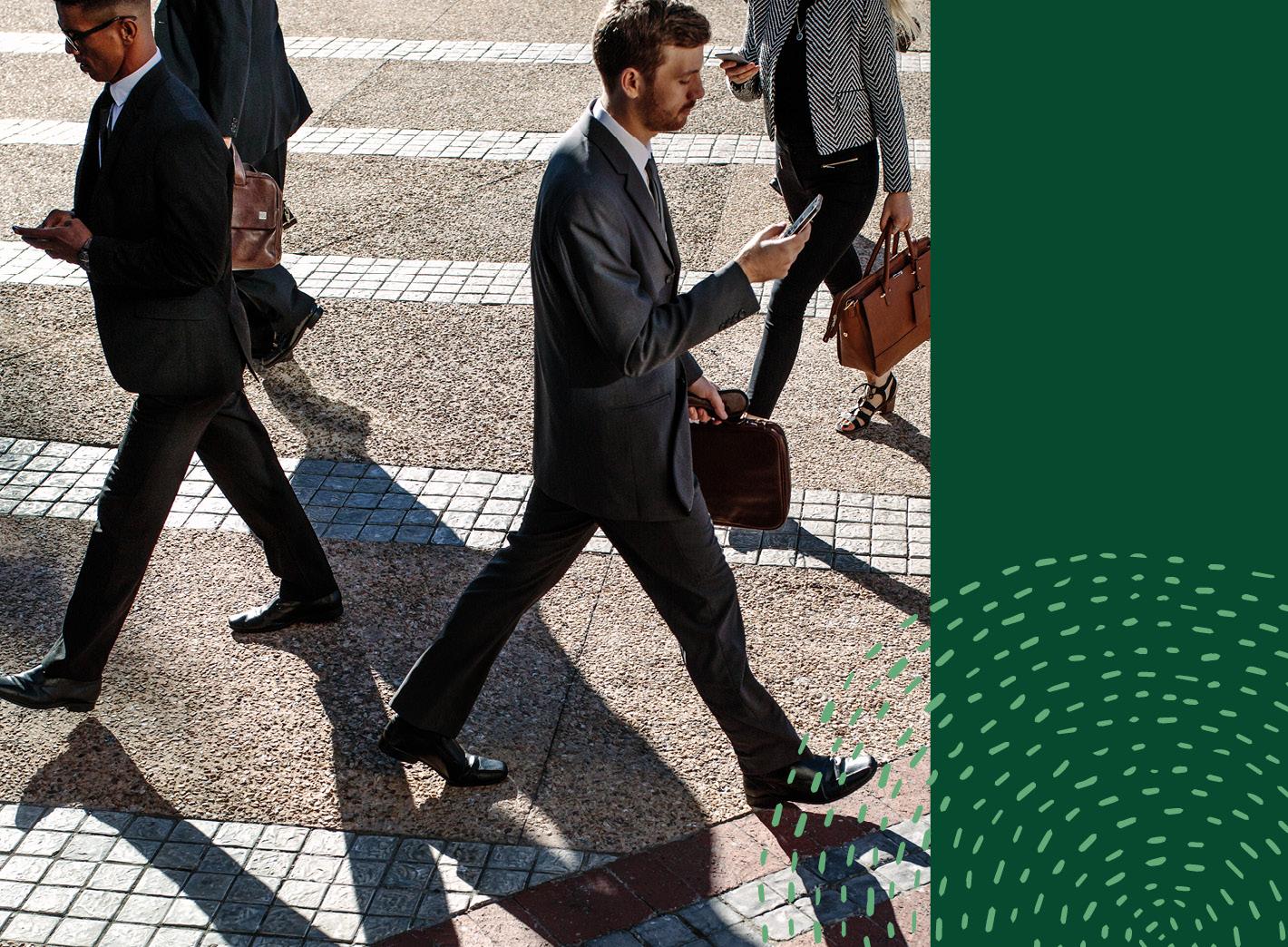 People walking to work