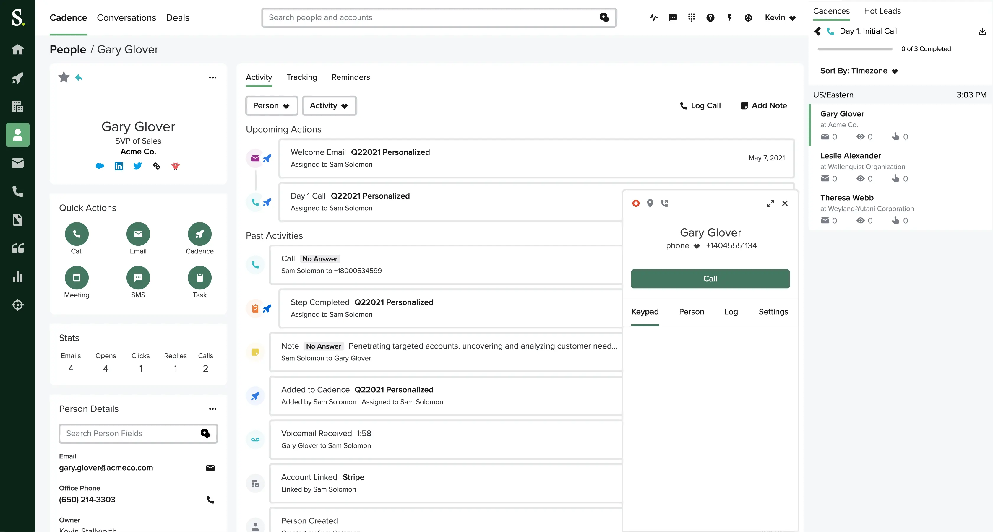 Graphic showing the call recording cadence dashboard