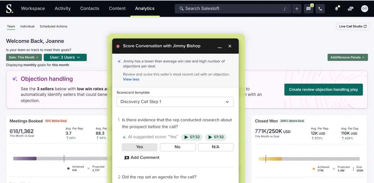 Frameworks dashboard