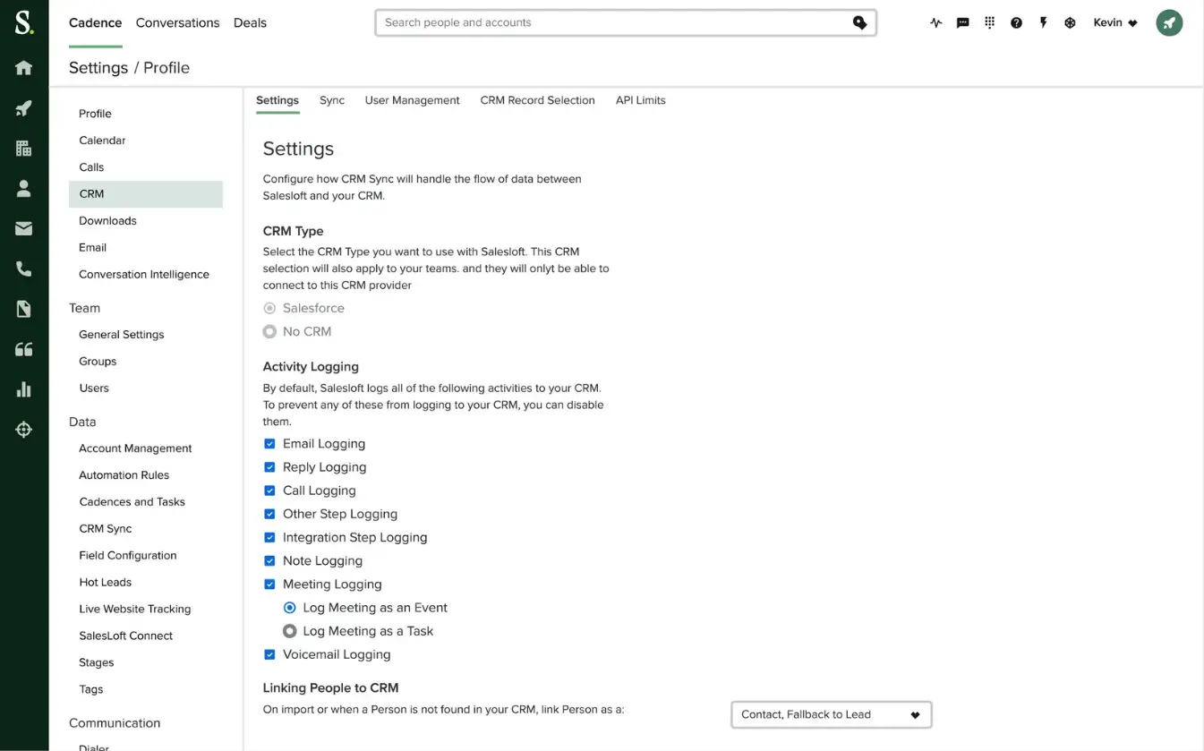 Graphic that shows the cadence profile settings